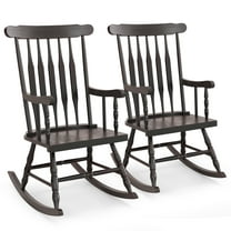 Costway Set of 2 Wood Rocking Chair Porch Rocker Indoor Outdoor Seat Glossy Finish