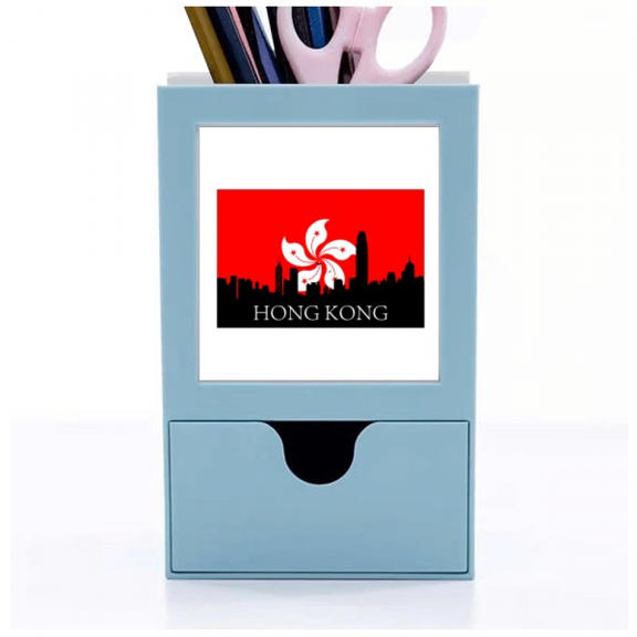 Hong Kong Architectural Landscape Outline Desk Supplies Organizer Pen Holder Card