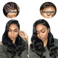 thumbnail image 6 of 28 Inch Long Body Lace Front Human Hair Wig Natural Looking Heat Synthetic Fiber Wavy Hairpiece For Women, 6 of 8