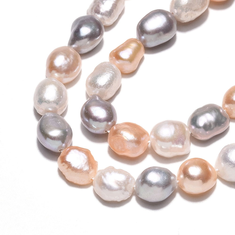 Natural Cultured Freshwater Pearl Beads Strands Two Sides Polished Mixed Color 8.5~13x7.5~10x5~8.5mm Hole: 0.6mm about 17~18pcs/strand