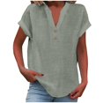 thumbnail image 2 of Short Sleeve Shirts for Women,Summer Button Tunic Tops V Neck Casual Shirt Solid Loose Fit Blouses 2026 Light Green 4XL, 2 of 7