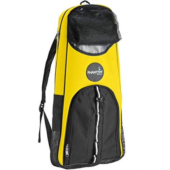 Mochila de snorkel y buceo de Phantom Aquatics - Cabe aletas, tubo, máscara y más - Ideal para viajes - Amarillo
