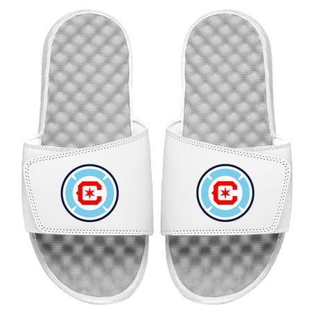

Men s ISlide White/Gray Chicago Fire Primary Logo Slide Sandals