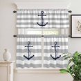 thumbnail image 6 of Grey Stripes Curtain Valances Set Anchor Nautical Geometric Kitchen Curtains 24&nbsp;inch Length Rod Pocket Valance and Tiers 3 Piece Set Small Bedroom Bathroom Laundry Decor, 6 of 9