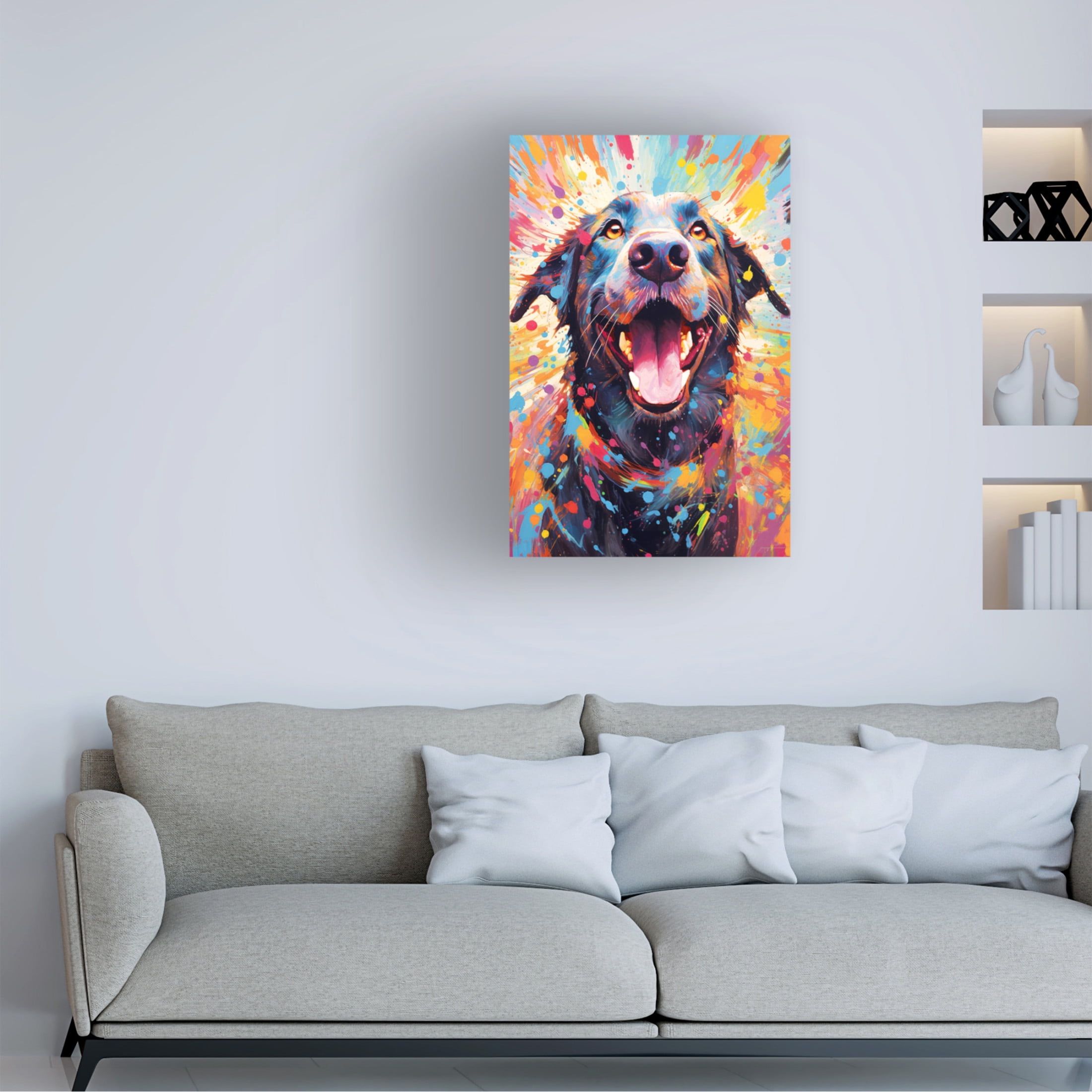 Canvas Wall Art - Ray Heere 'Happy Dog 11' Wall Art for Living Room, Bedroom, or Office Décor by Trademark Fine Art - 12 x 19 Inches