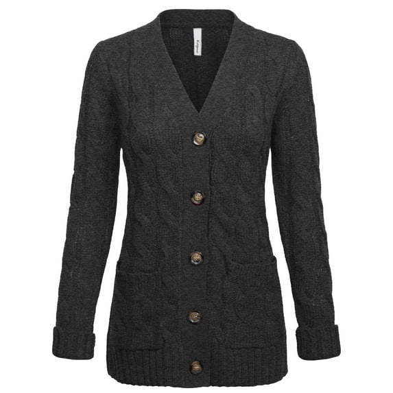 KOGMO Women's Cable Knit Sweater Cardigans with Buttons and Pockets