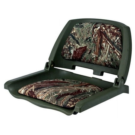 Shoreline Marine Mossy Oak Camo Boat Seat, Foldable Green