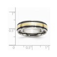 thumbnail image 3 of Mens 6mm Antiqued Titanium Wedding Band Ring with 14K Gold Inlay, 3 of 6