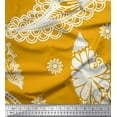 thumbnail image 1 of Soimoi Gold Rayon Fabric Floral & Paisley Print Sewing Fabric Yard 56 Inch Wide, 1 of 3