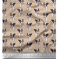thumbnail image 1 of Soimoi Silk Fabric Bow & Boston Terrier Dog Print Fabric by Yard 42 Inch Wide, 1 of 1