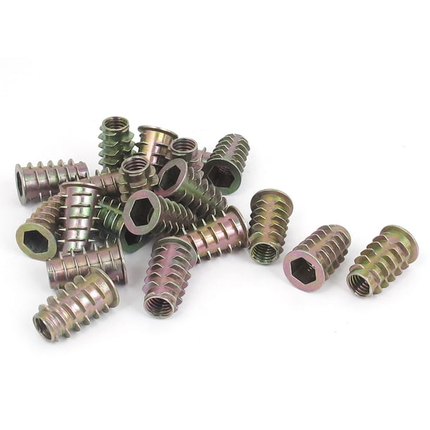 20 Pcs M8x23mm Zinc Plated Hex Socket Screw in Thread Insert Nut for Wood