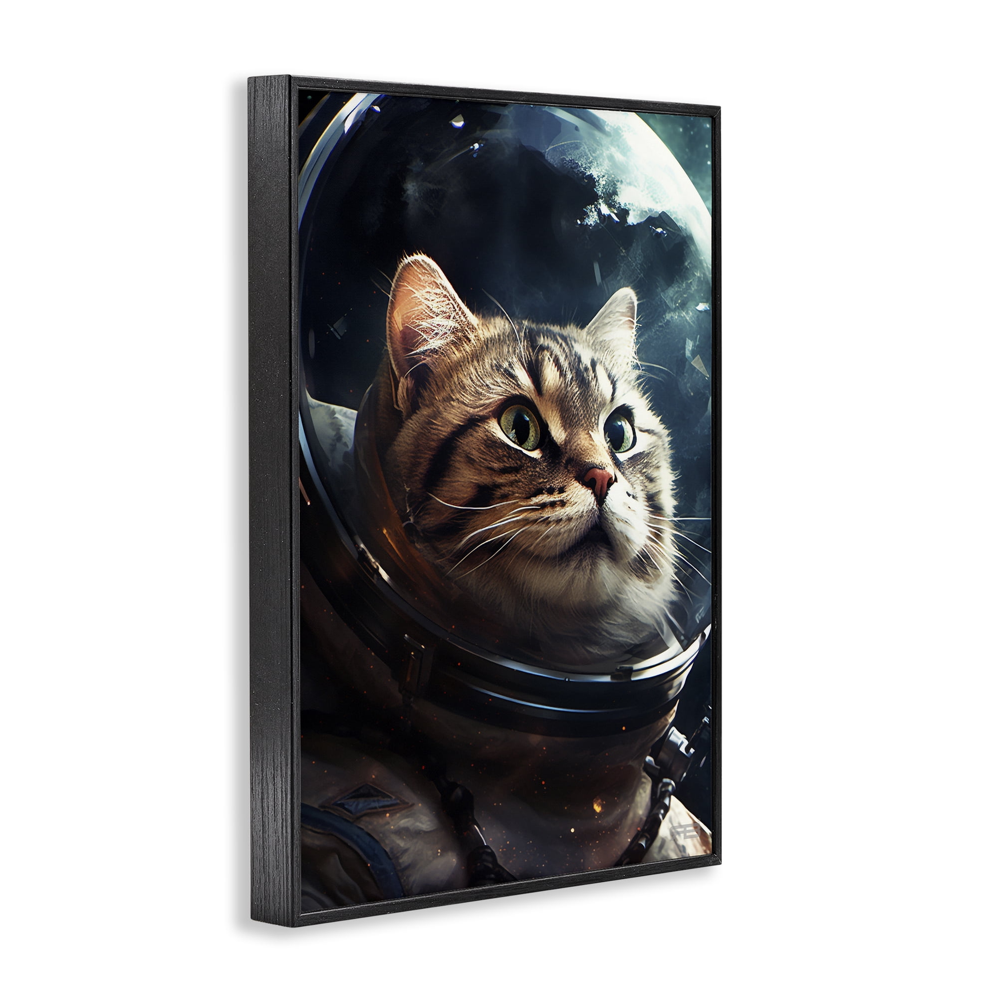 Stupell Industries Amazed Astronaut Cat Animals & Insects Painting Black Framed Art Print Wall Art, 12 x 18