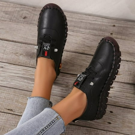 

Platform Loafers Women s Casual Shoes 2022 New Summer Leather Flats Comfortable Slip on Mom Shoe Plus Size Oxfords Mujer Zapatos