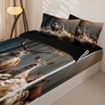 thumbnail image 3 of Castle Fairy Autumn Deer Zipper Twin Comforter Sets with Fitted Sheet and 2 Pillowcases,Wildflower Jungle Animal Zipper Bedding Set,Brown Cream Green,Black Reversible,4-Piece, 3 of 6