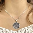 thumbnail image 2 of Alpaca Silver Aztec Calendar Pendant with Chain, 2 of 9