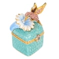 thumbnail image 1 of Dekaim-joyero Con Estatuilla De Pájaro, Mini Soporte De Joyería Con Bisagras De Metal Decorativo Pintado A Mano Para Anillos, Pendientes Y Collares(Azul), 1 of 5