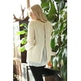 thumbnail image 3 of Simply Couture Women's Solid Keyhole Back Knitted Shimmering Sequin Crewneck Sweater Blouse, 3 of 5