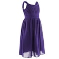 thumbnail image 3 of LiiYii Kids Girls Sleeveless Pleated Chiffon Dress Flower Girls Dress Wedding Bridesmaid Dress Party Prom Gown Purple 12, 3 of 6