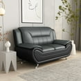 thumbnail image 3 of US PRIDE FURNITURE Eveland 61.3" Faux Leather Pillow Top Arm Loveseat-Gray/Black, 3 of 5