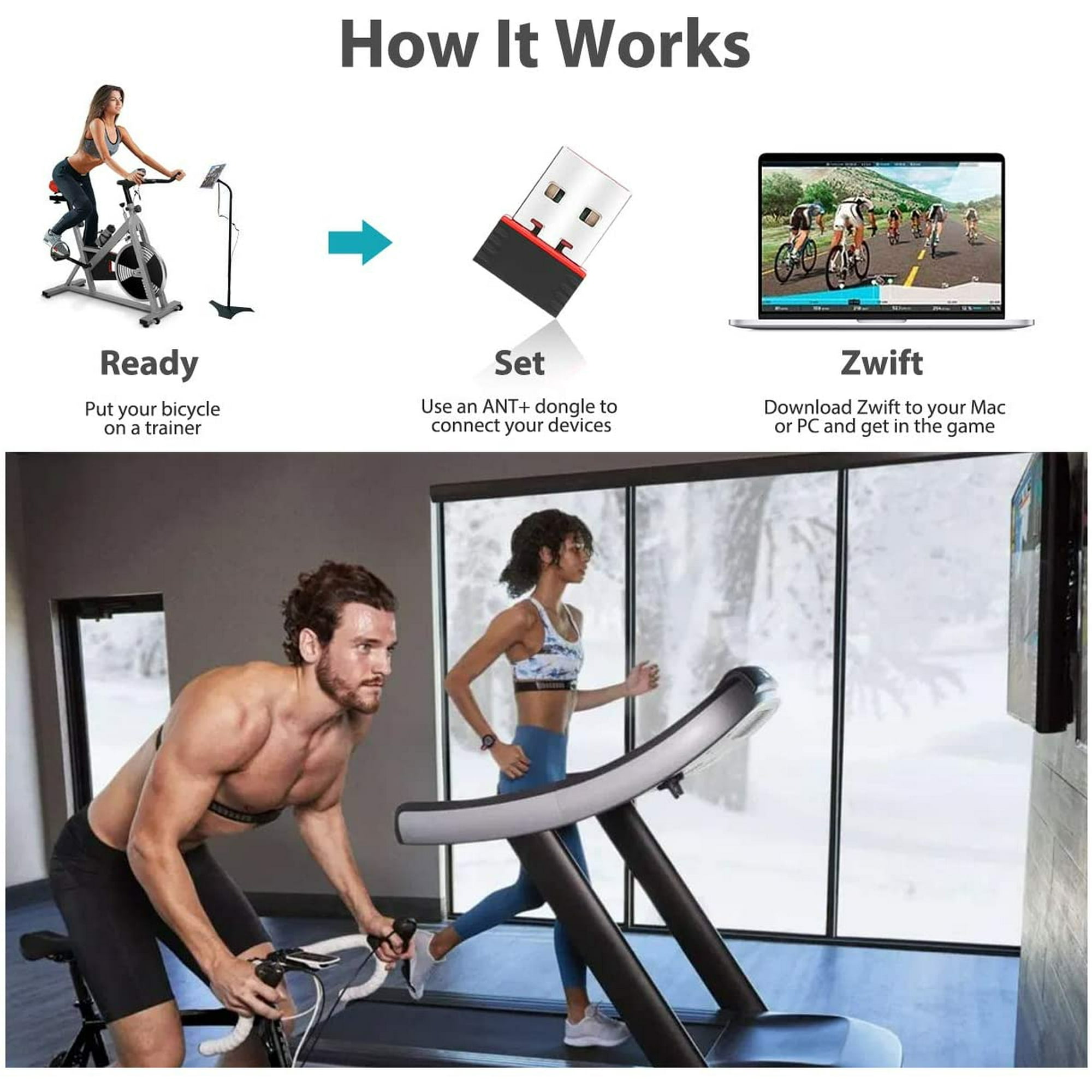 V5 ANT+ USB Stick Dongle for Wahoo, Suunto, Zwift, TacX, Bkool