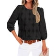 thumbnail image 3 of WIHOLL Blouses for Women Lace Tops Dressy 3/4 Length Sleeve Business Casual Outfits Vacation Spring Summer Clothes, 3 of 10