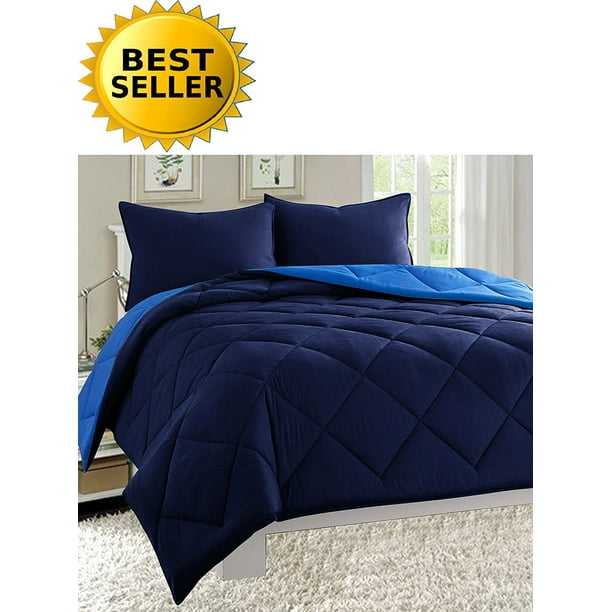 Goose Down Alternative 2pc Comforter SetTwin, Navy/Aqua