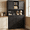 Black, variant on Aiho 67" Kitchen Pantry Storage Cabinet with Doors & Shelves, Modern Buffet Cabinet with Microwave Stand, Tall Hutch Cabinet for Kitchen, Dining Room - White
