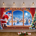 thumbnail image 5 of Santa Claus Christmas Banner Snowy Santa Display Village Scene Christmas Tree Winter Backdrop for Christmas Party Holiday Decoration Home Decor, 5 of 9