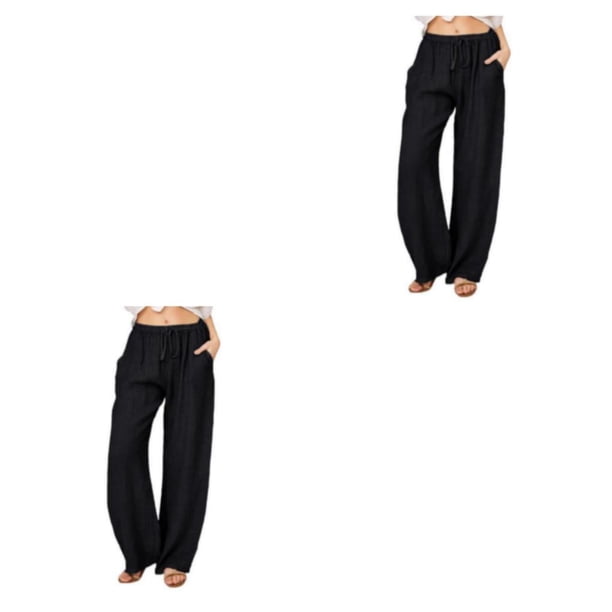 Pantalones de poliéster Qarigey para mujer Negro XL 2piezas