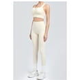 thumbnail image 4 of SKQIT Women's 2 Piece Workout Set Ruched Longline Sports Bra & High Waisted Leggings Removable Pads Yoga Pilates Outfit, 4 of 7