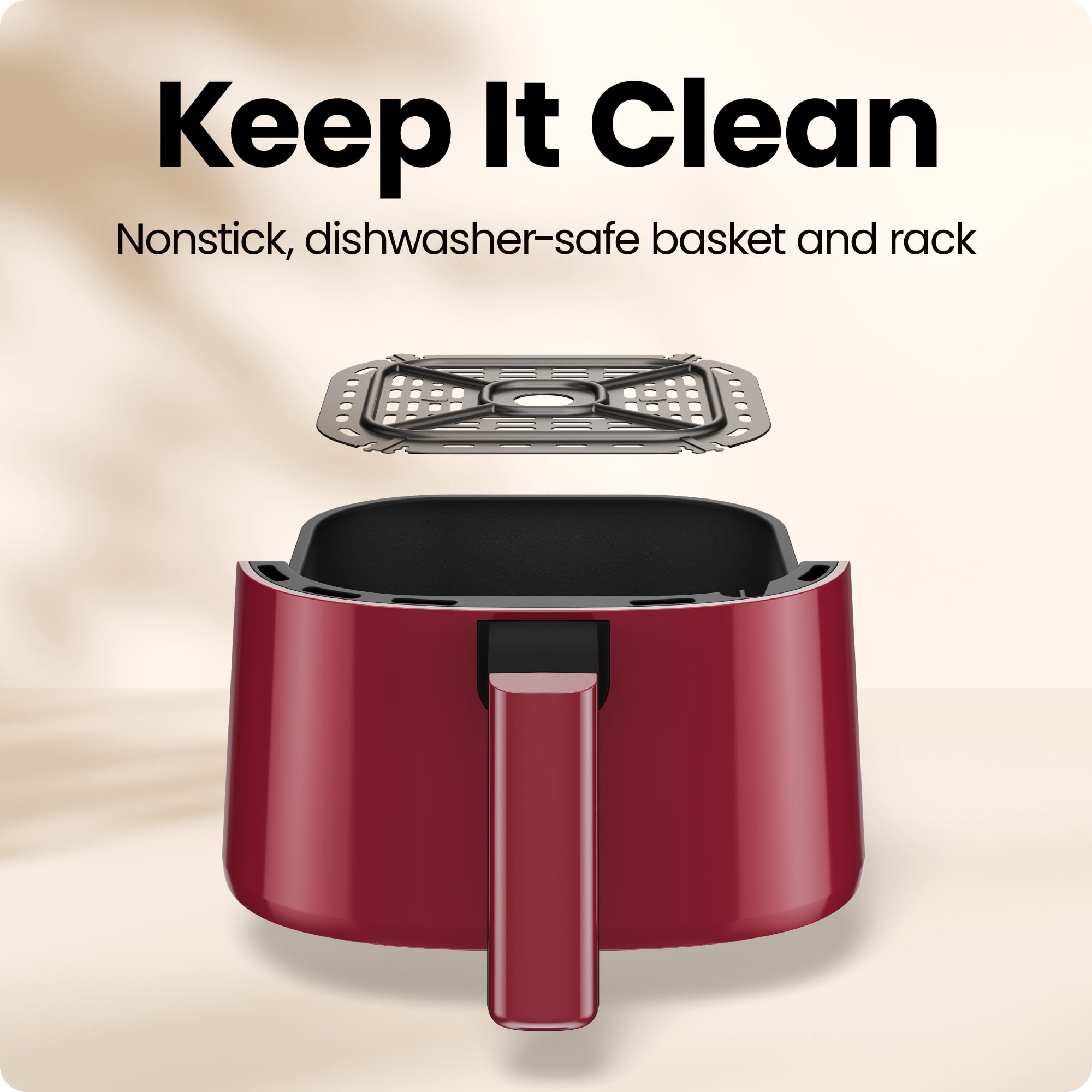 Chefman TurboFry 2-Quart Digital Air Fryer, Compact Design for Quick Meals, Dishwasher-Safe – Red