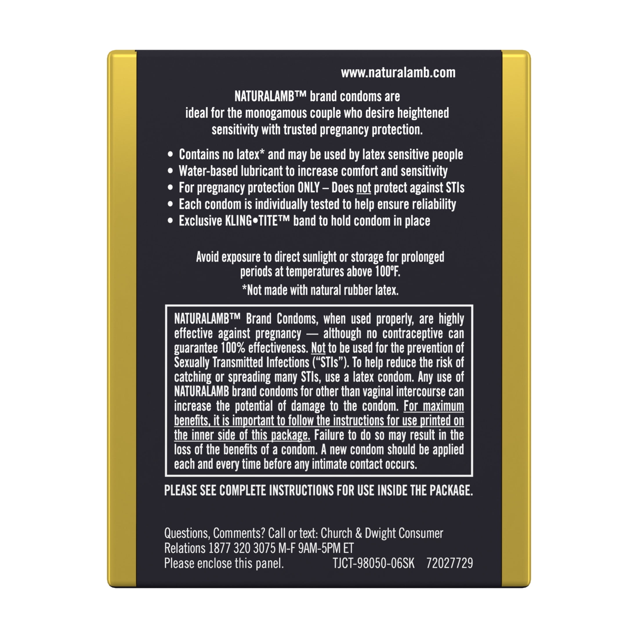 TROJAN NaturaLamb Latex Free Luxury Lubricated Condoms, 3 Count