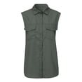 thumbnail image 3 of Denim Vest Women, Casual Solid Sleeveless Turn Down Collar Pocket Blouse Top, Gray XXL, 3 of 7