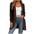 thumbnail image 2 of Idoravan womens long sleeve open front knit cardigan sweater with pockets Women Solid Color Long Sleeves Knit Cardigan Loose Curved Placket Tops, 2 of 6