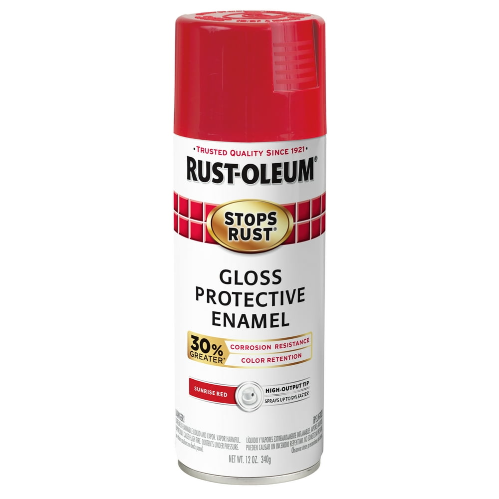 RustOleum Stops Rust Advanced Gloss Sunrise Red Protective Enamel Spray Paint, 12 oz Walmart