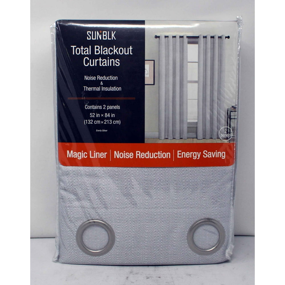 SunBLK Total Blackout Curtains Everly Silver 2 Panels - Walmart.com