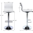 thumbnail image 3 of chairus Modern Swivel Bar Stool Chair Adjustable Counter Height Barstool Armless PU Leather Stool with Footrest and Back Handle for Living Room Kitchen Island, Chrome Base, White, 3 of 7