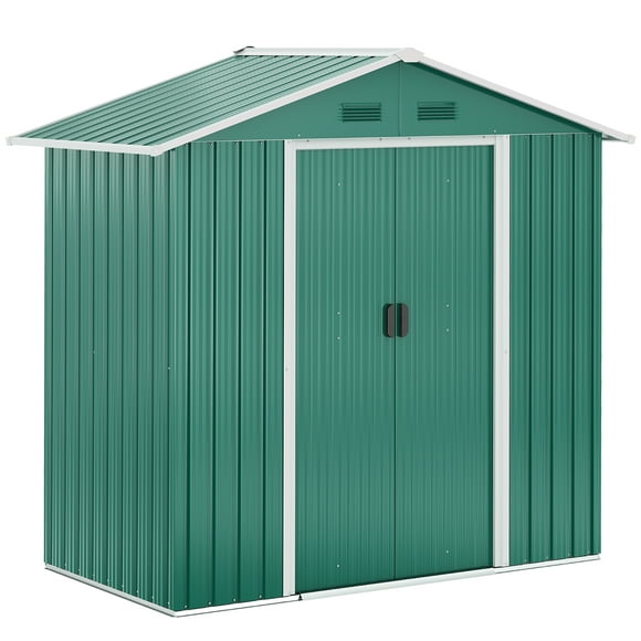 Outsunny 6.5x3.5ft Metal Garden Shed for Outdoor Storage, Green