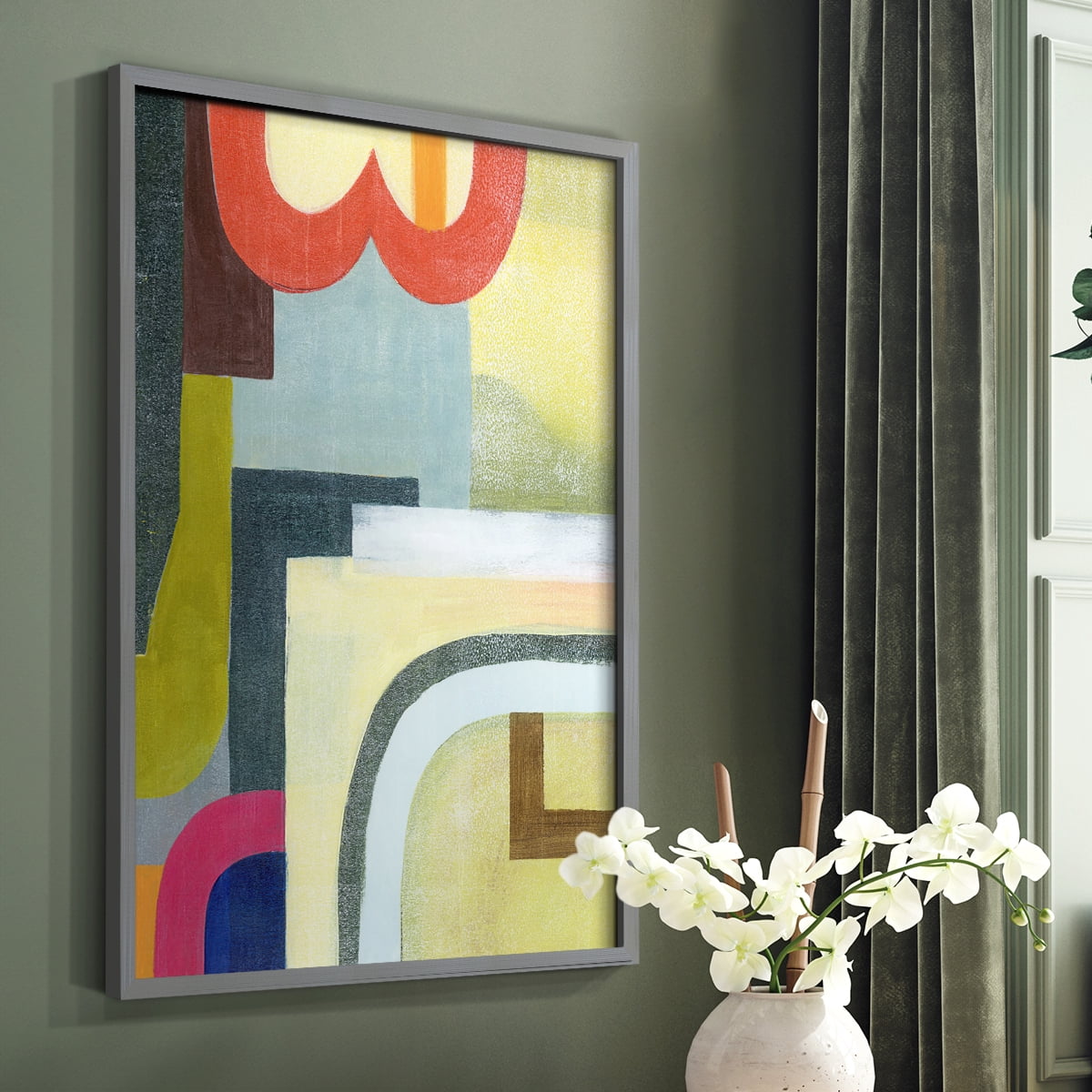 City of Rainbows II Framed Print in Gray Solid Wood Framed Print No Nail Hanging
