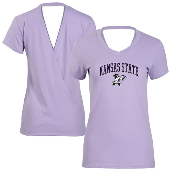 Women's Lavender Kansas State Wildcats Bella Crossover Back V-Neck T-Shirt