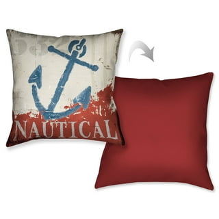 Nautical Anchor Pillow/ No Wake Zone Quote Throw Pillow Décor Gift/ Ch –  Jin Jin Junction