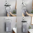 thumbnail image 4 of Self Towel Ring with Shelf - Stainless Steel Modern Hand Towel Holder for Bathroom - No Drilling Required Towel Rack Hanger, 4 of 4