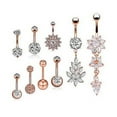thumbnail image 2 of 9pcs Zircon Belly Button Rings Stainless Steel Hypoallergenic Navel Piercing Body Jewelry(Rose Gold), 2 of 2