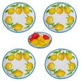 thumbnail image 5 of Set of 4 Yellow Lemon Melamine Dinner Plates Dinnerware 11 inch Trimmed in Blue Real Living, 5 of 8