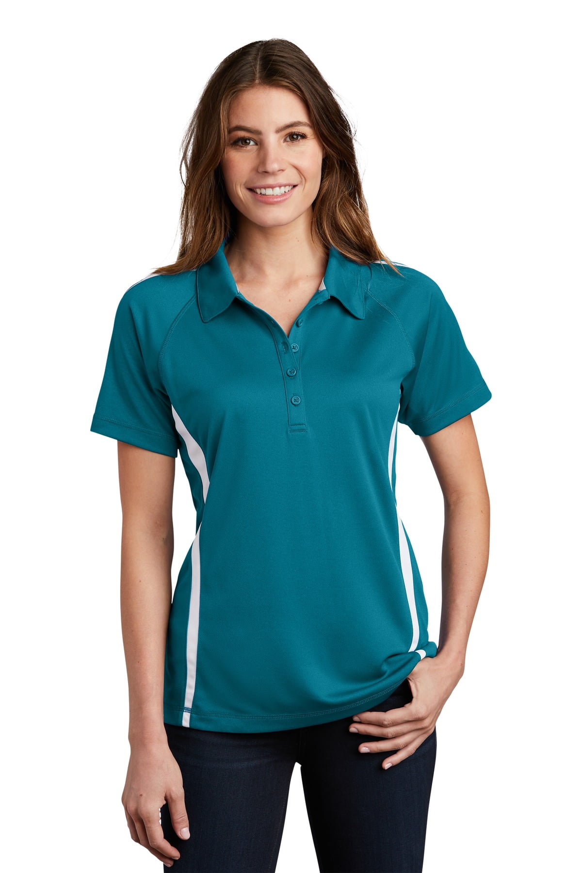 Sport-Tek Womens PosiCharge Micro Mesh Colorblock Polo Sport-Tek Womens PosiCharge Micro Mesh Colorblock Polo