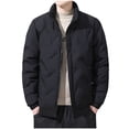 thumbnail image 2 of Men's Winter Thicken Cotton Parka Jacket Warm Coat Men Casual Solid Color Zipper Pocket Turndown Collar Long Sleeve Parkas, 2 of 7