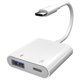 thumbnail image 1 of Adaptador OTG tipo C con fuente de alimentación USB 3.0 Convertidor externo de disco U para teléfonos móviles Adaptador dos en uno, 1 of 8