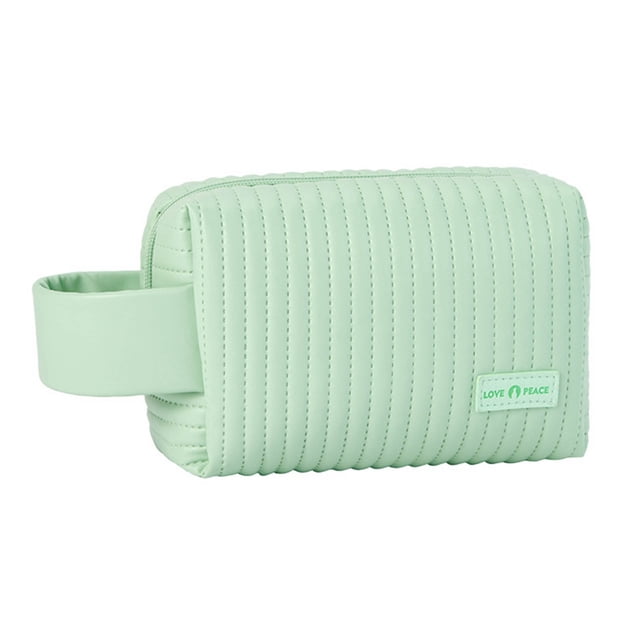 Bolsa de maquillaje de viaje de gran capacidad con piel sintética suave, cierre de cremallera y asa práctica para artículos de tocador. Organizador perfecto para llevar.