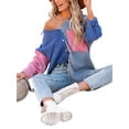 thumbnail image 5 of Liacowi Women Juniors Casual Shirts Color Block Button Down Blouse Long Sleeve Lapel Loose Fit Tops Oversized Boyfriend Tops with Pockets, 5 of 9