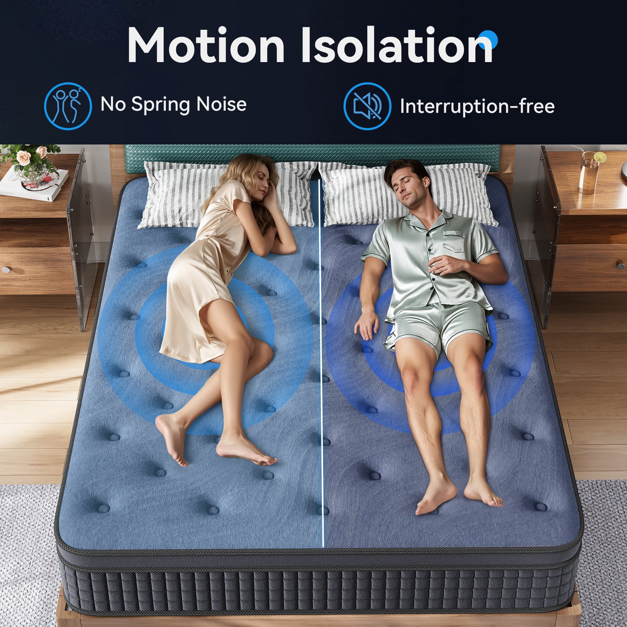 Sailvan Twin Mattress 10 Inch, Medium Firm Mattress Twin Size in a Box, Hybrid Spring Gel Memory Foam Mattress, Motion Isolation/CertiPUR-US Certification